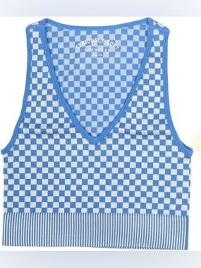 Aeropostale Blue and White Checkered Crop Tank